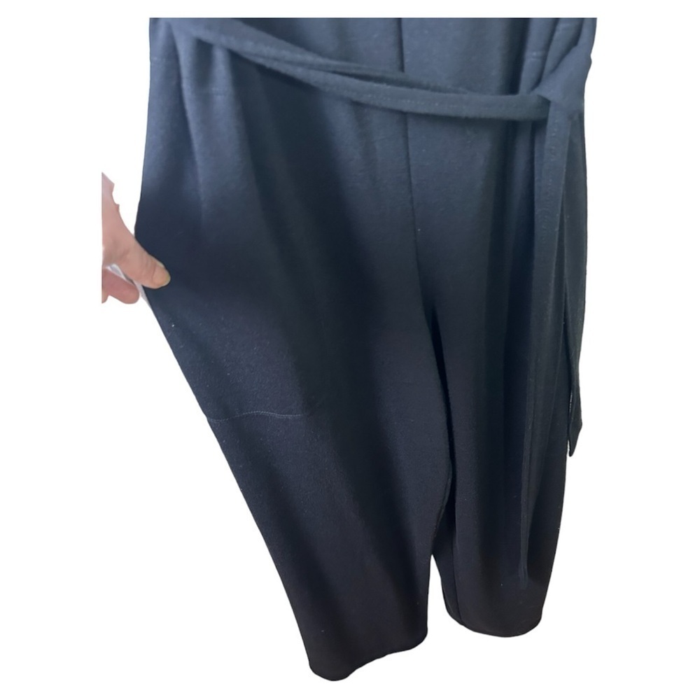 Max Studio Jumpsuit Womens Large Black Wide Leg Belted Stretch Sleeveless Formal - Picture 6 of 11